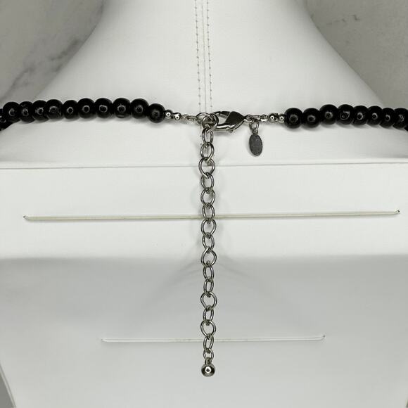 Chico's Multi Strand Black Beaded Silver Tone Statement Necklace ✨ - Picture 14 of 14